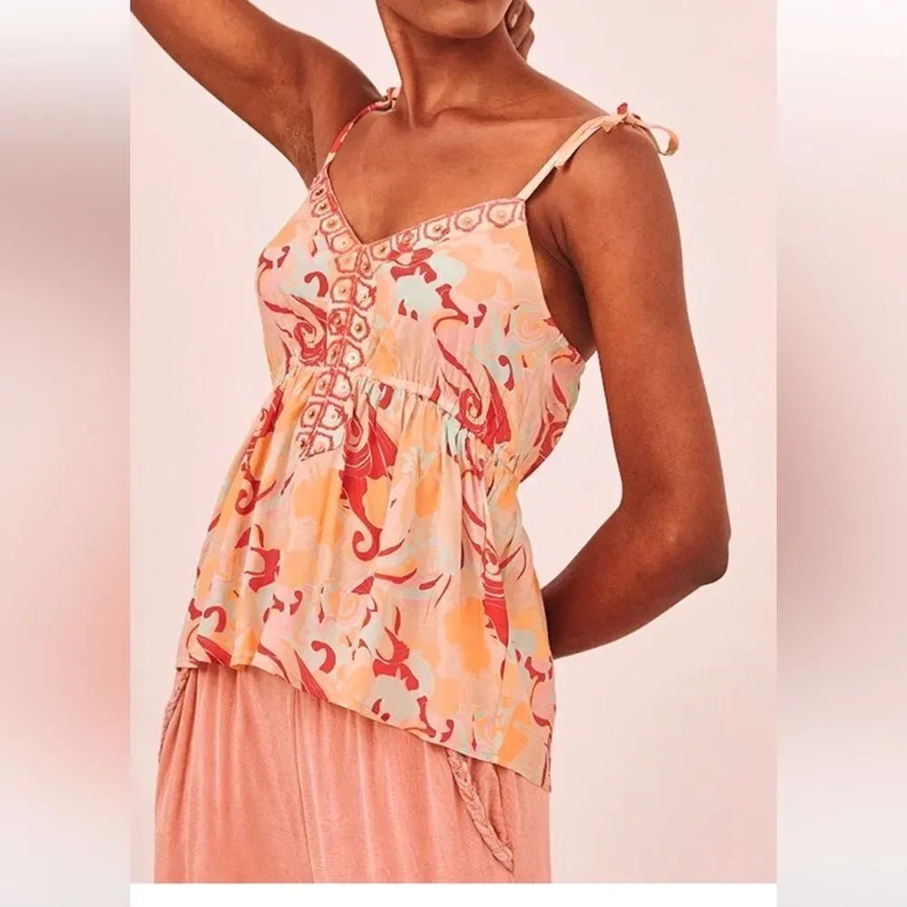 Embroidered Printed Tie Strap Blouse and pants set